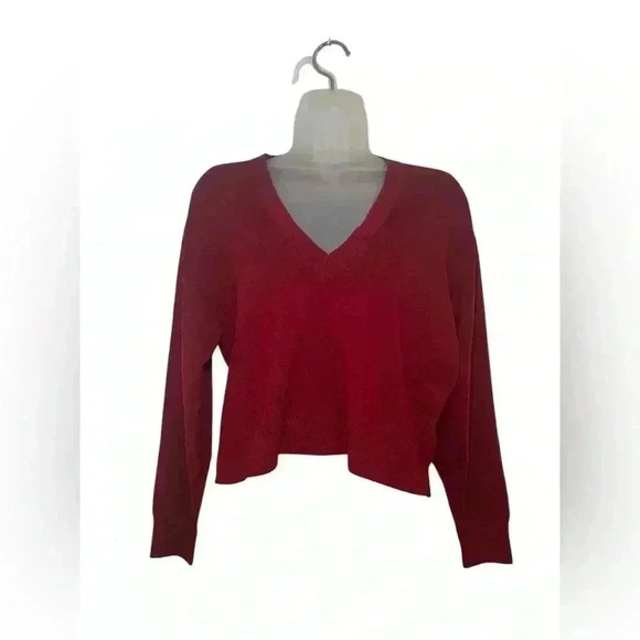 Thakoon Burgundy New NWT Deep V Cropped Wool Blend Sweater Size XS - Picture 1 of 4